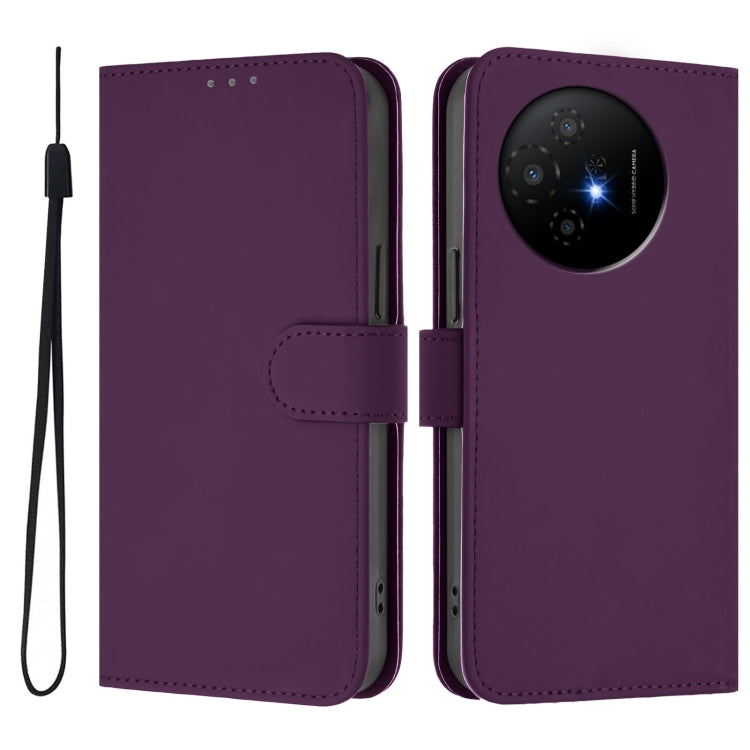 For TCL 50 XL Skin Feel Solid Color Leather Phone Case with Lanyard