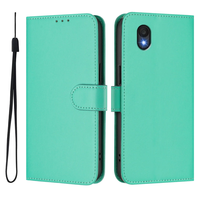 For TCL 201 Skin Feel Solid Color Leather Phone Case with Lanyard
