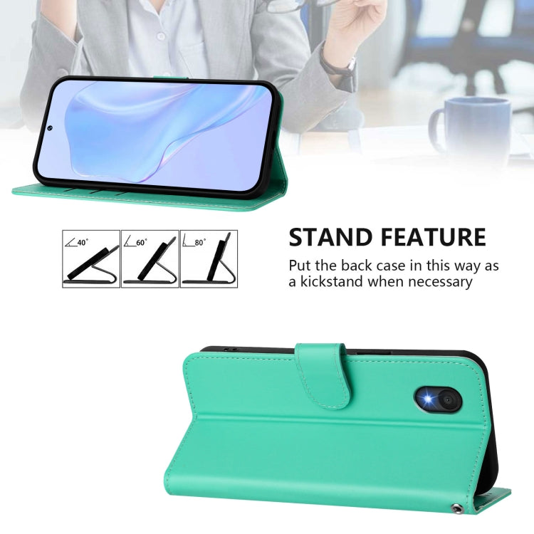 For TCL 201 Skin Feel Solid Color Leather Phone Case with Lanyard