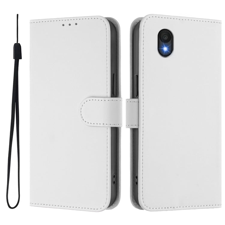 For TCL 201 Skin Feel Solid Color Leather Phone Case with Lanyard