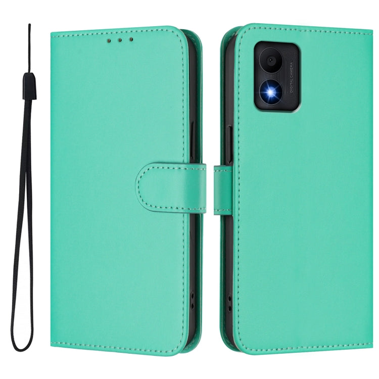 For TCL 303 Skin Feel Solid Color Leather Phone Case with Lanyard