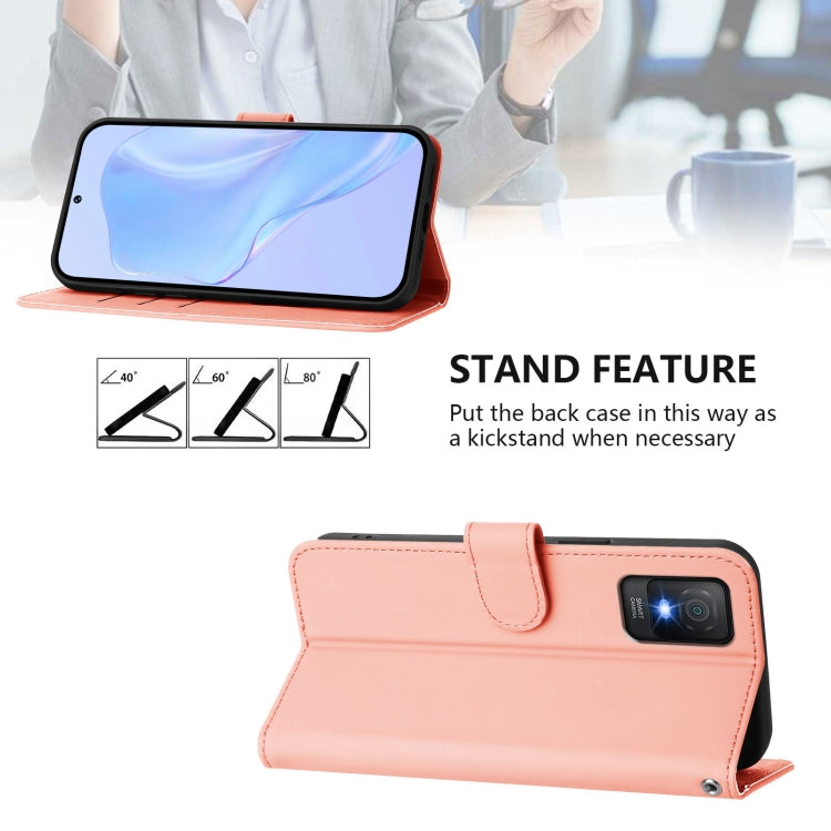 For TCL 403 Skin Feel Solid Color Leather Phone Case with Lanyard
