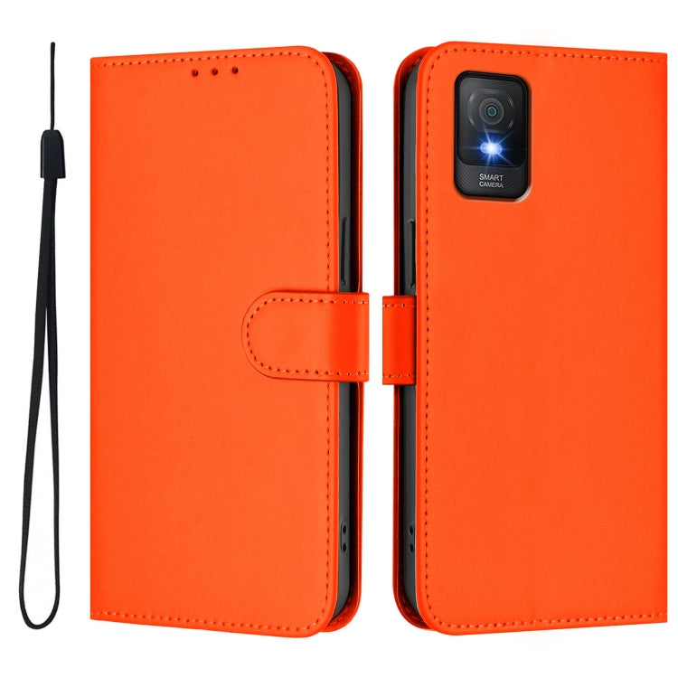 For TCL 403 Skin Feel Solid Color Leather Phone Case with Lanyard