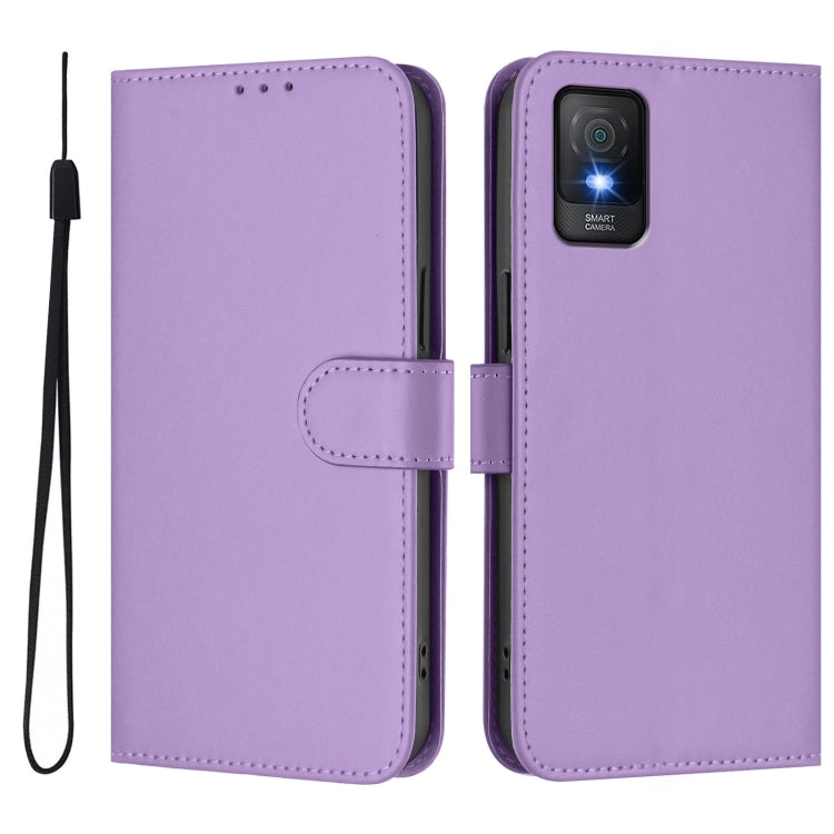 For TCL 403 Skin Feel Solid Color Leather Phone Case with Lanyard
