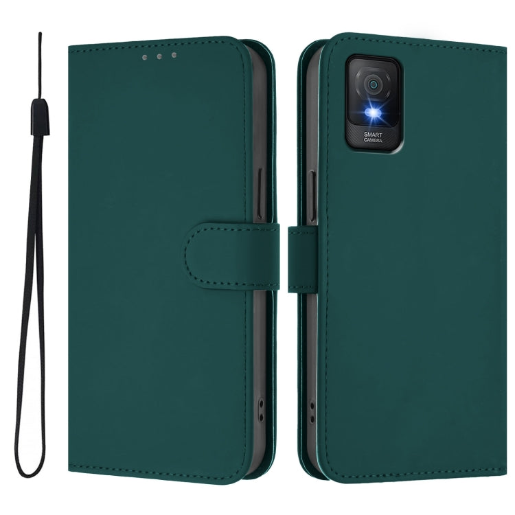 For TCL 403 Skin Feel Solid Color Leather Phone Case with Lanyard