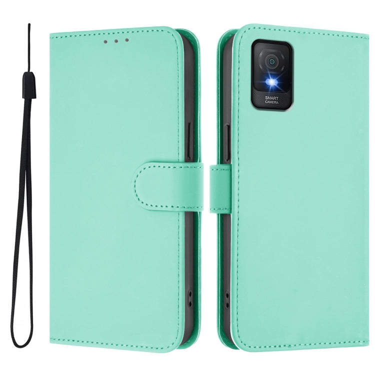 For TCL 403 Skin Feel Solid Color Leather Phone Case with Lanyard