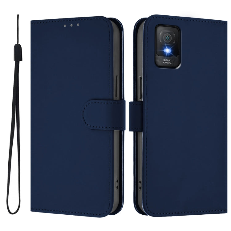 For TCL 403 Skin Feel Solid Color Leather Phone Case with Lanyard