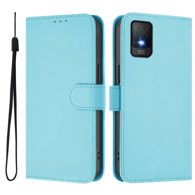 For TCL 403 Skin Feel Solid Color Leather Phone Case with Lanyard