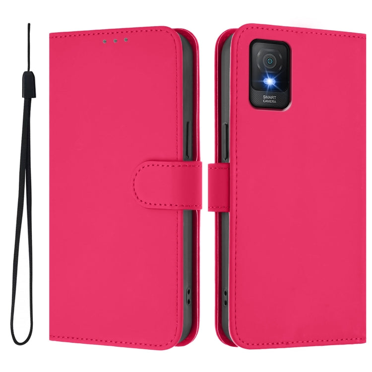 For TCL 403 Skin Feel Solid Color Leather Phone Case with Lanyard