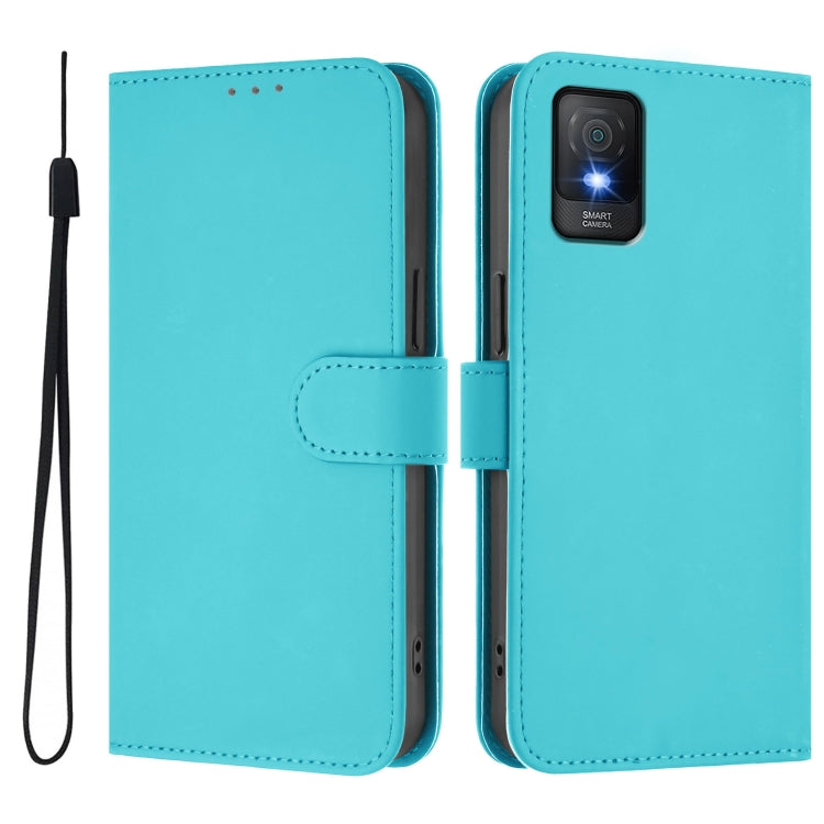 For TCL 403 Skin Feel Solid Color Leather Phone Case with Lanyard