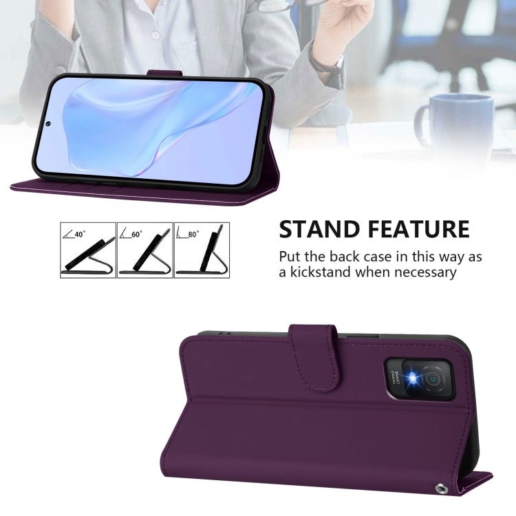 For TCL 403 Skin Feel Solid Color Leather Phone Case with Lanyard