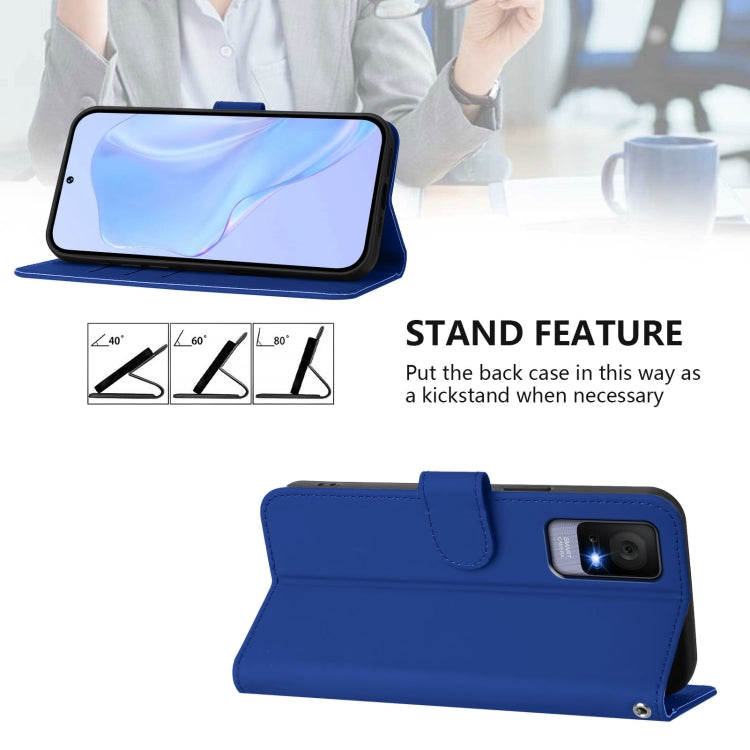 For TCL 405 / 406 / 408 Skin Feel Solid Color Leather Phone Case with Lanyard