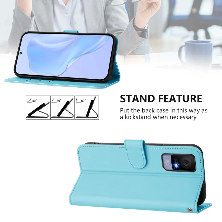 For TCL 405 / 406 / 408 Skin Feel Solid Color Leather Phone Case with Lanyard