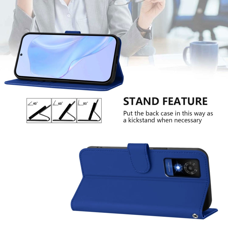 For TCL 501 Skin Feel Solid Color Leather Phone Case with Lanyard