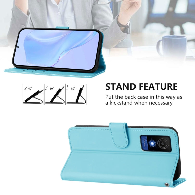 For TCL 501 Skin Feel Solid Color Leather Phone Case with Lanyard