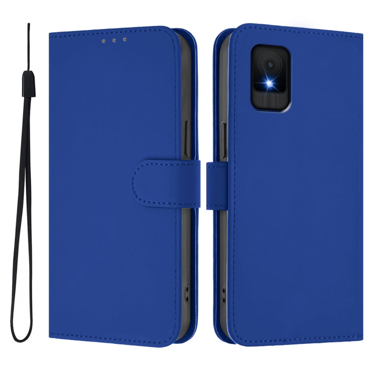 For TCL 502 Skin Feel Solid Color Leather Phone Case with Lanyard