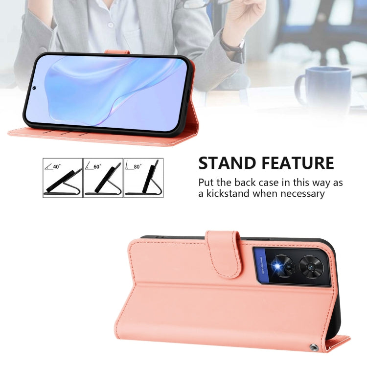 For TCL 505 Skin Feel Solid Color Leather Phone Case with Lanyard