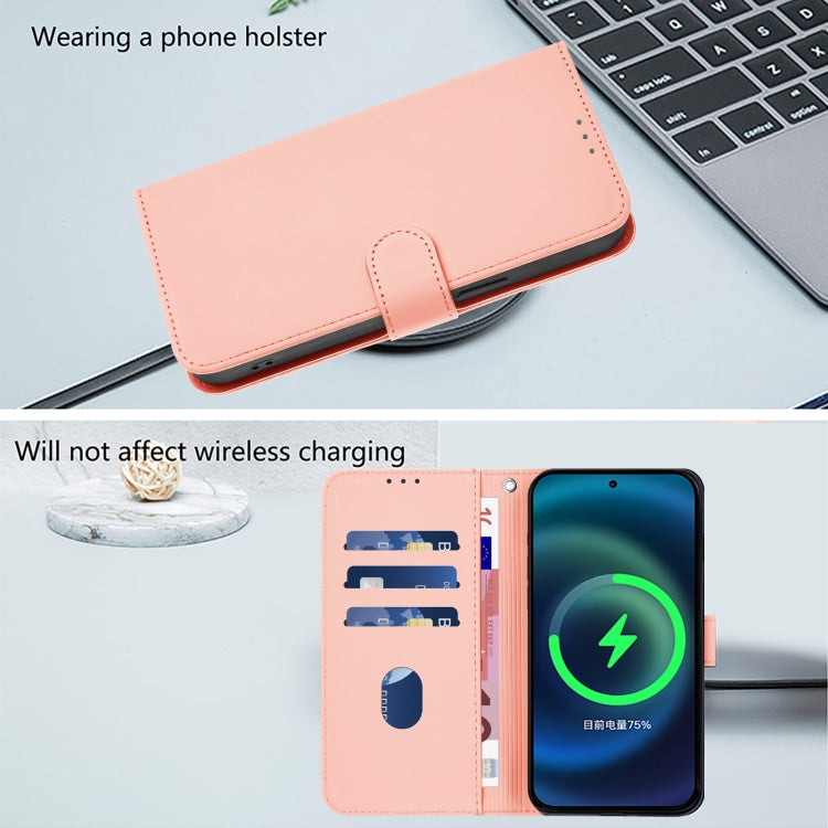 For TCL 505 Skin Feel Solid Color Leather Phone Case with Lanyard