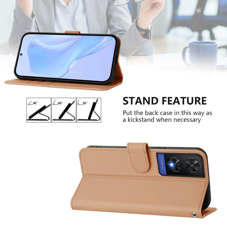 For TCL 505 Skin Feel Solid Color Leather Phone Case with Lanyard