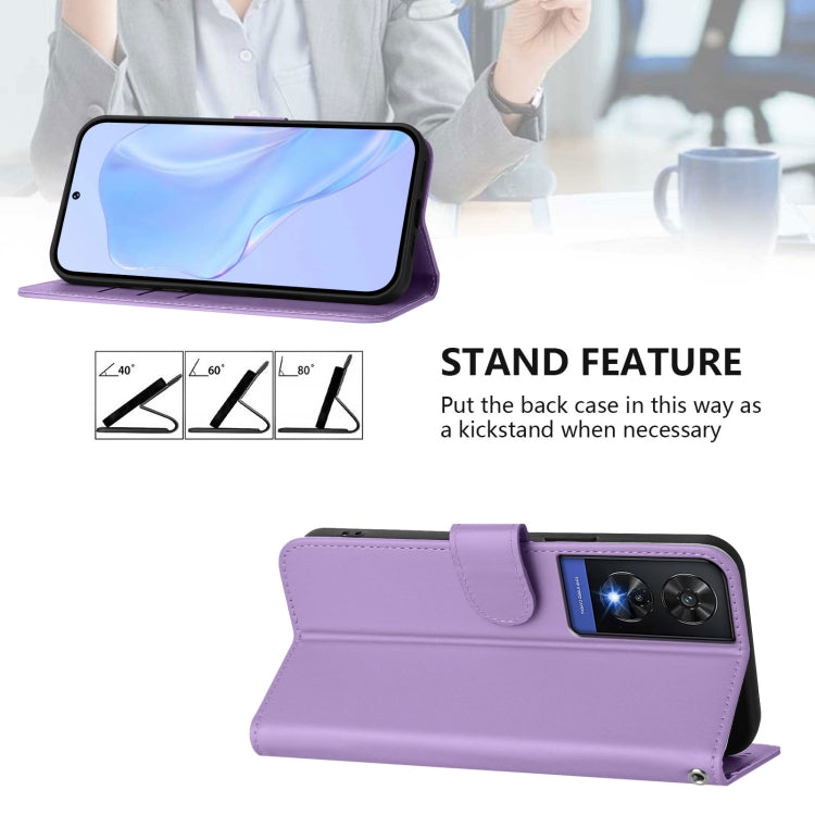 For TCL 505 Skin Feel Solid Color Leather Phone Case with Lanyard