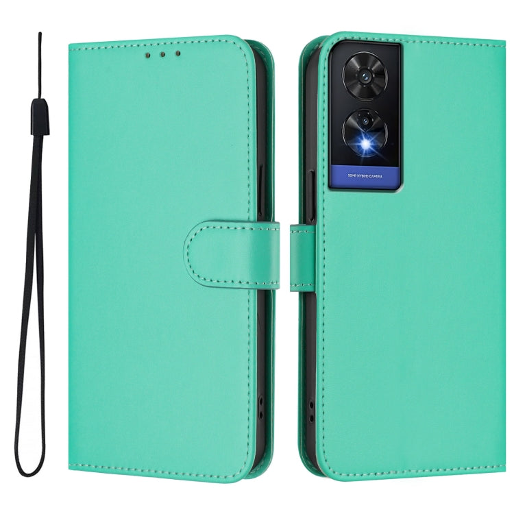 For TCL 505 Skin Feel Solid Color Leather Phone Case with Lanyard