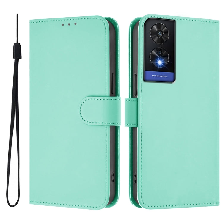 For TCL 505 Skin Feel Solid Color Leather Phone Case with Lanyard