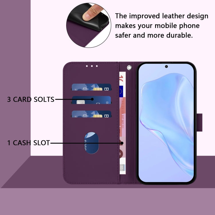 For TCL 505 Skin Feel Solid Color Leather Phone Case with Lanyard