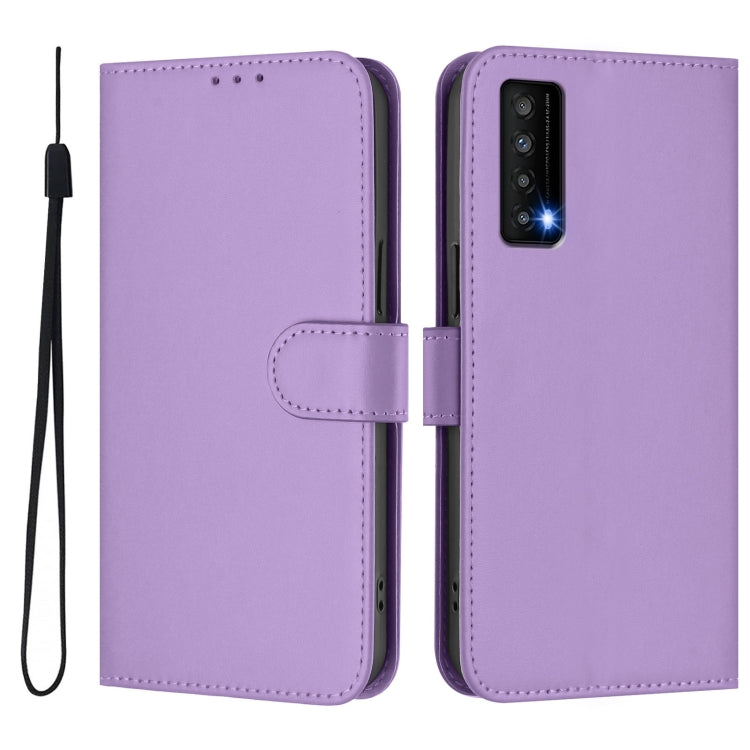 For TCL Stylus Skin Feel Solid Color Leather Phone Case with Lanyard