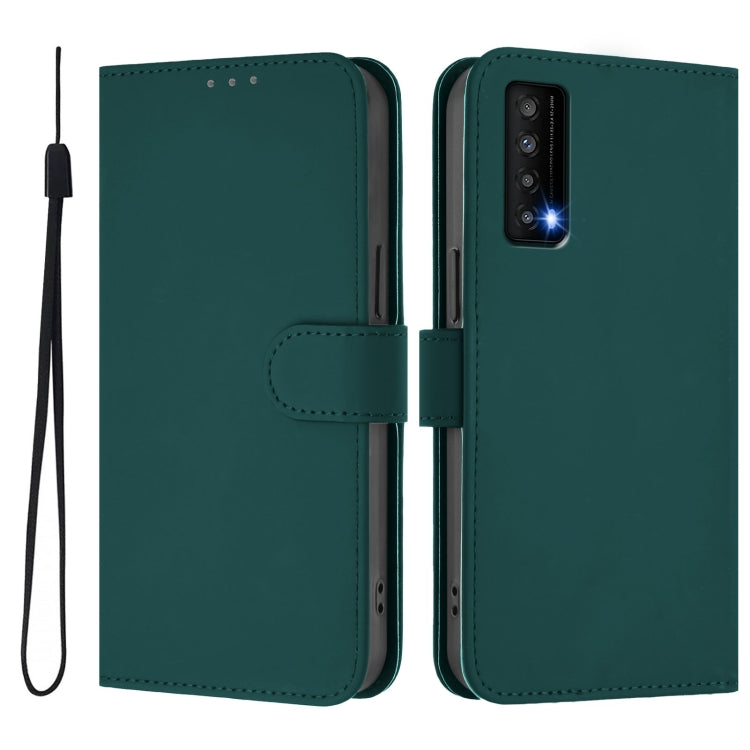 For TCL Stylus Skin Feel Solid Color Leather Phone Case with Lanyard