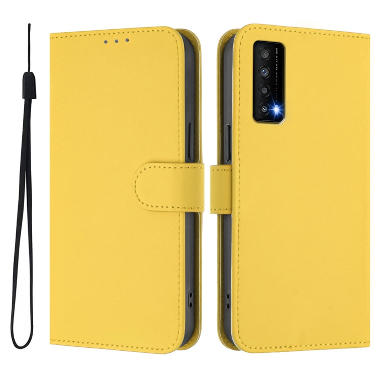For TCL Stylus Skin Feel Solid Color Leather Phone Case with Lanyard