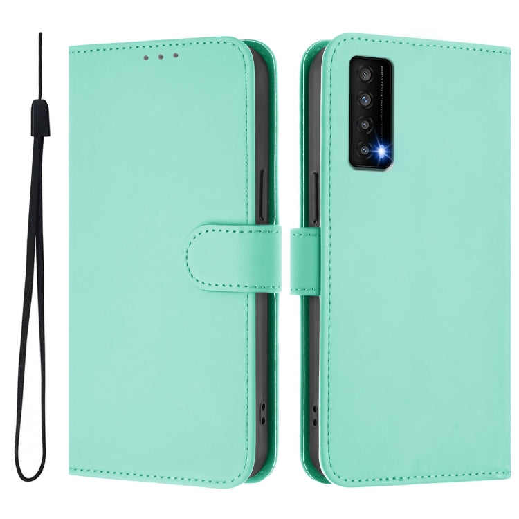 For TCL Stylus Skin Feel Solid Color Leather Phone Case with Lanyard
