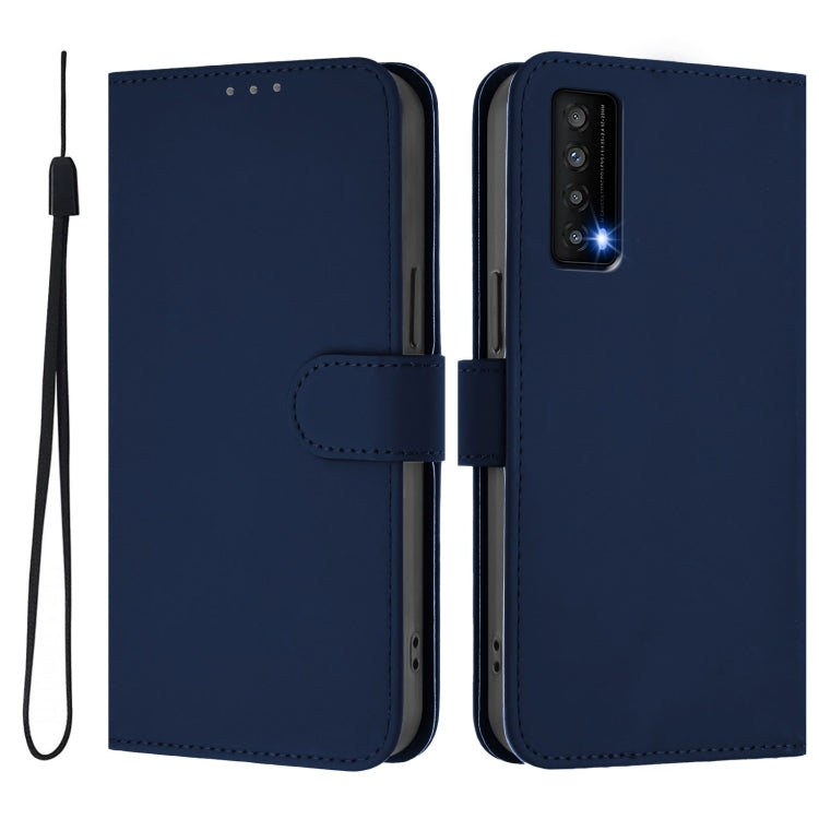 For TCL Stylus Skin Feel Solid Color Leather Phone Case with Lanyard