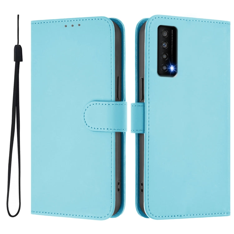 For TCL Stylus Skin Feel Solid Color Leather Phone Case with Lanyard