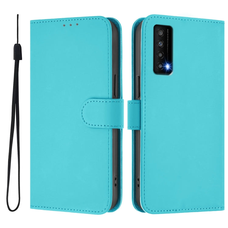 For TCL Stylus Skin Feel Solid Color Leather Phone Case with Lanyard