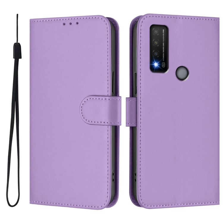 For TCL 20 R 5G Skin Feel Solid Color Leather Phone Case with Lanyard