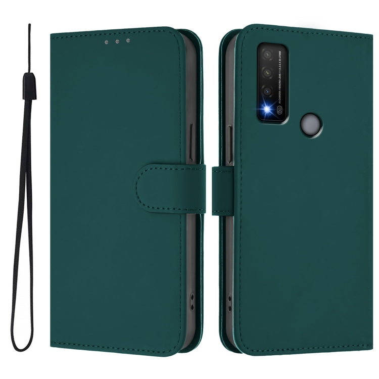 For TCL 20 R 5G Skin Feel Solid Color Leather Phone Case with Lanyard