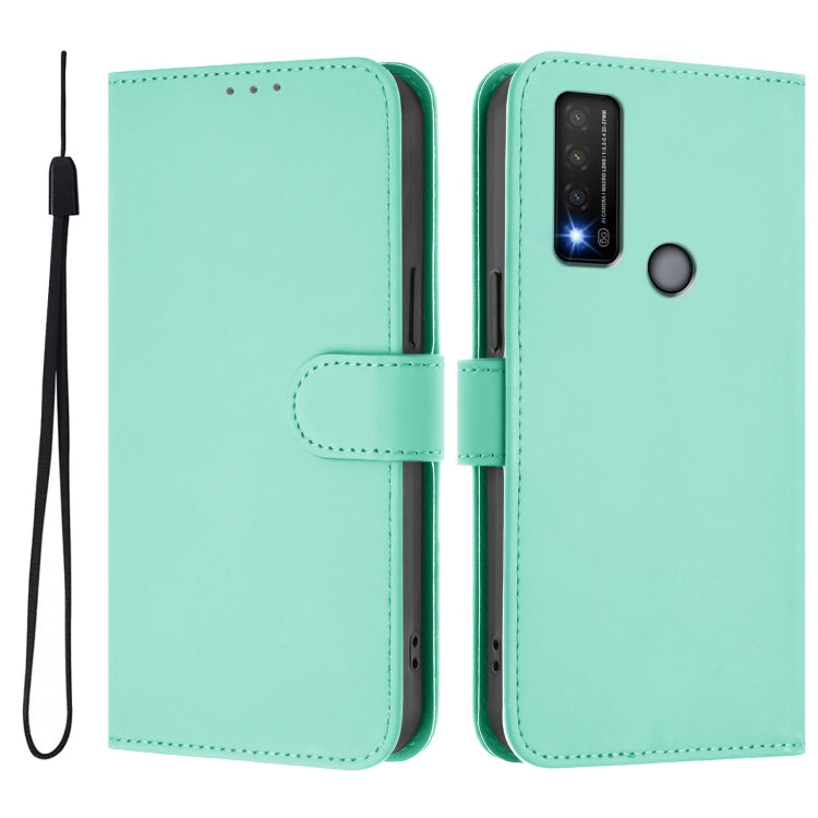 For TCL 20 R 5G Skin Feel Solid Color Leather Phone Case with Lanyard