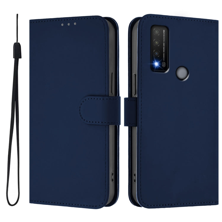 For TCL 20 R 5G Skin Feel Solid Color Leather Phone Case with Lanyard