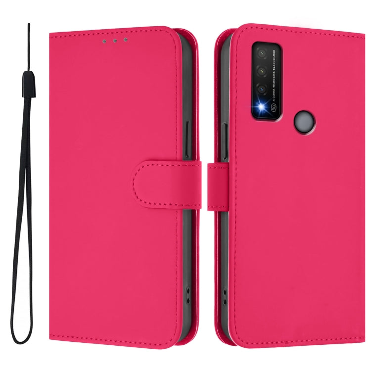 For TCL 20 R 5G Skin Feel Solid Color Leather Phone Case with Lanyard
