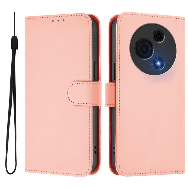 For TCL 60 NxtPaper Skin Feel Solid Color Leather Phone Case with Lanyard