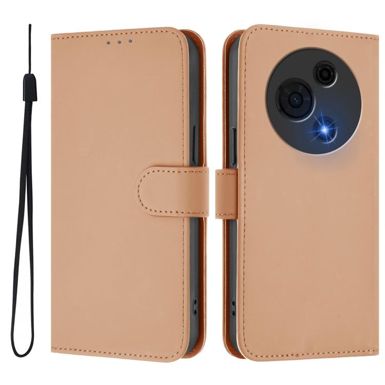 For TCL 60 NxtPaper Skin Feel Solid Color Leather Phone Case with Lanyard
