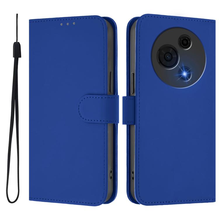 For TCL 60 NxtPaper Skin Feel Solid Color Leather Phone Case with Lanyard
