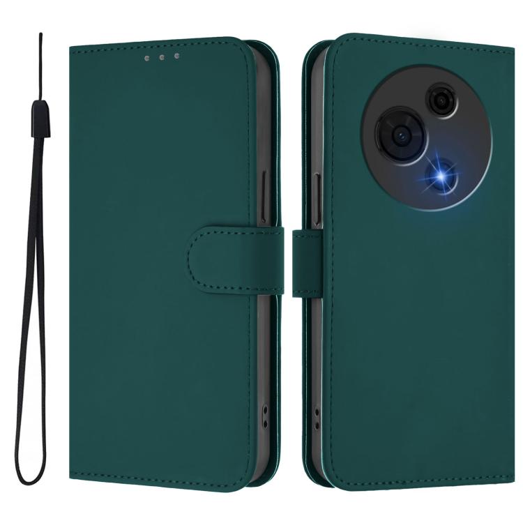 For TCL 60 NxtPaper Skin Feel Solid Color Leather Phone Case with Lanyard