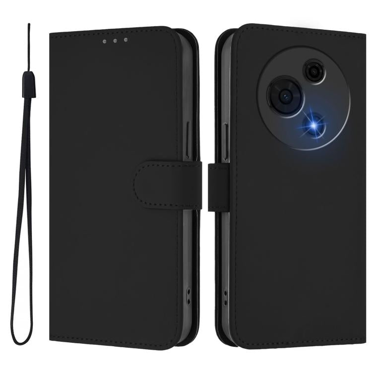 For TCL 60 NxtPaper Skin Feel Solid Color Leather Phone Case with Lanyard