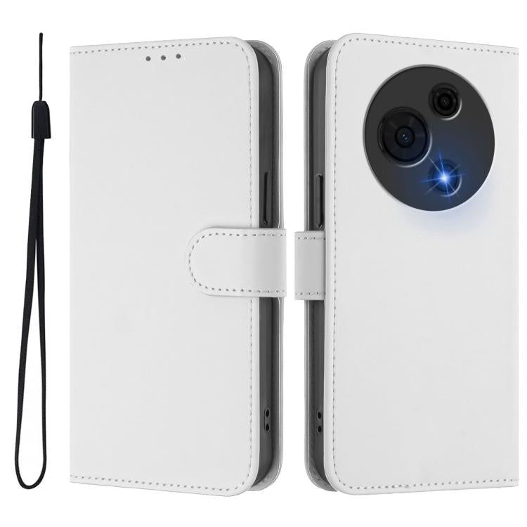 For TCL 60 NxtPaper Skin Feel Solid Color Leather Phone Case with Lanyard