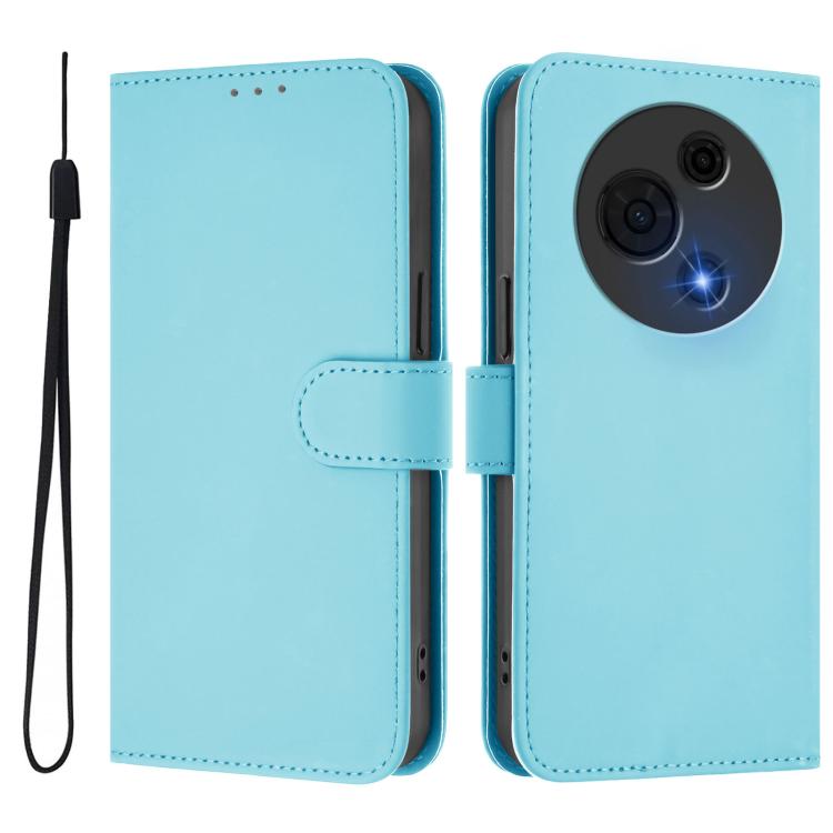 For TCL 60 NxtPaper Skin Feel Solid Color Leather Phone Case with Lanyard