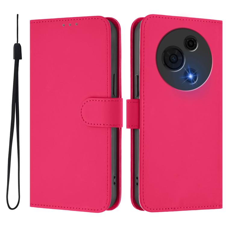 For TCL 60 NxtPaper Skin Feel Solid Color Leather Phone Case with Lanyard