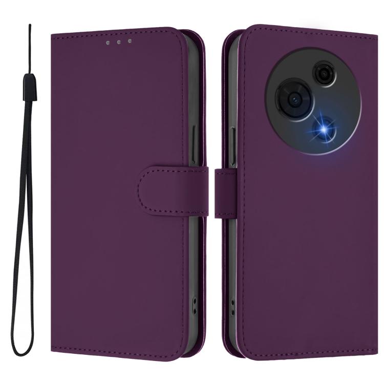 For TCL 60 NxtPaper Skin Feel Solid Color Leather Phone Case with Lanyard