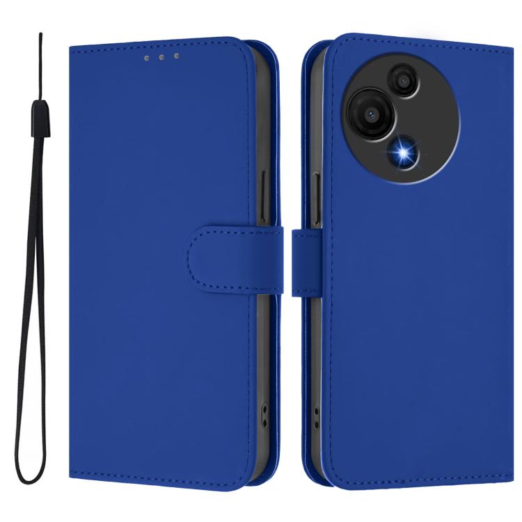 For TCL 605 / 60 SE Skin Feel Solid Color Leather Phone Case with Lanyard