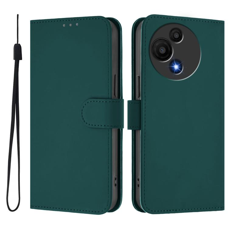For TCL 605 / 60 SE Skin Feel Solid Color Leather Phone Case with Lanyard